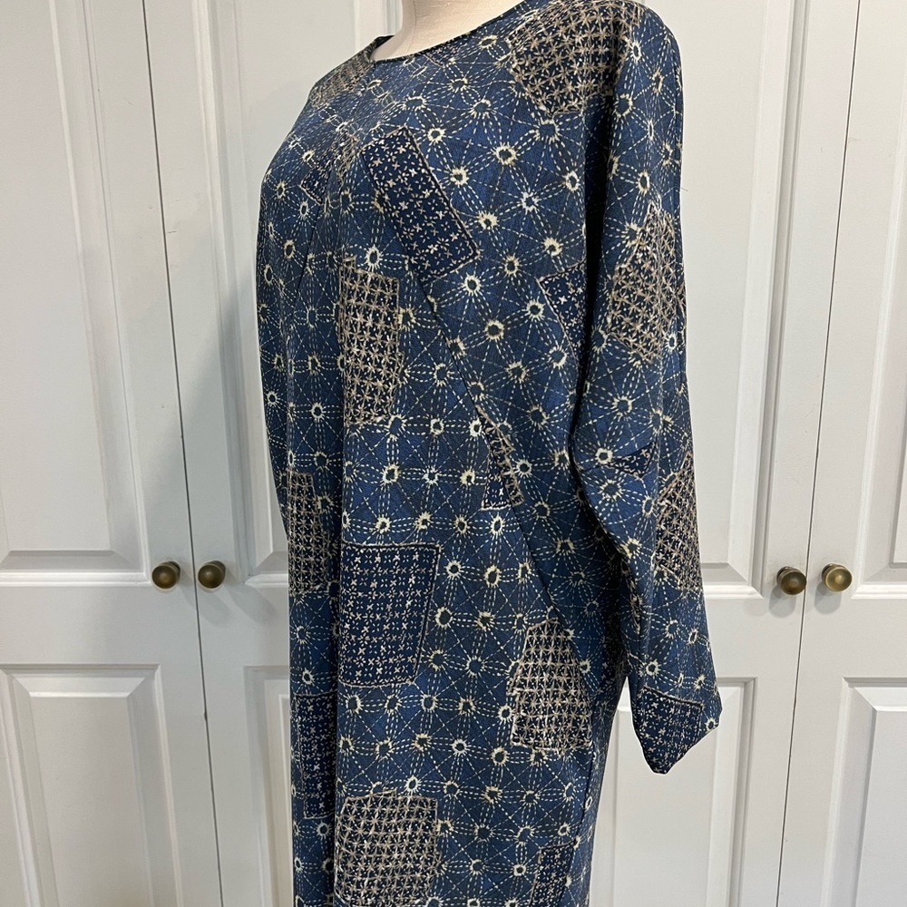 Zara Basic Blue Patchwork Tunic Dress - image 5